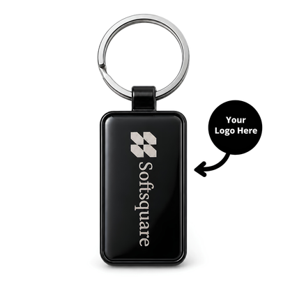 Custom Black Metal Keychain with Logo | Engraved Corporate Gift